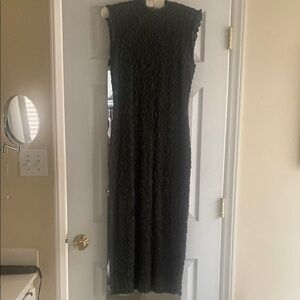 Zara Green Mock Neck Sheath Maxi Dress